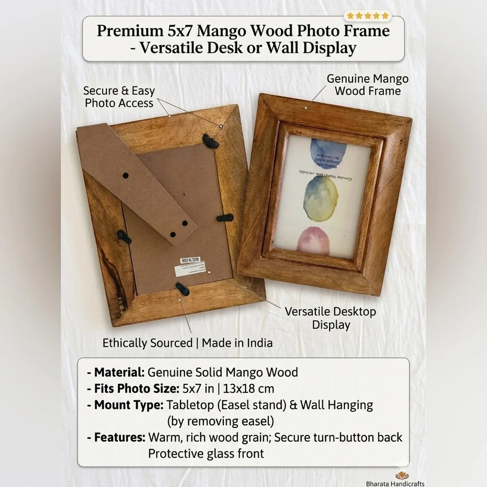 Mango Wood Photo Frame - Brown